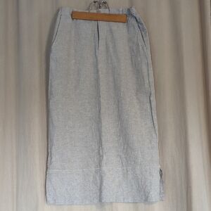 Linen Cotton Blend Elegant Beige Maxi Skirt Pockets